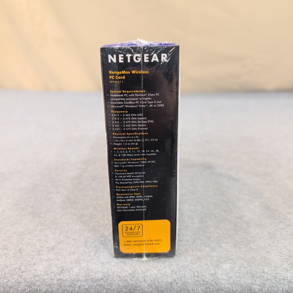 Netgear RangeMax Wireless PC Card WPN511 108 Mbps Laptop Adapter New Sealed - Picture 4 of 5